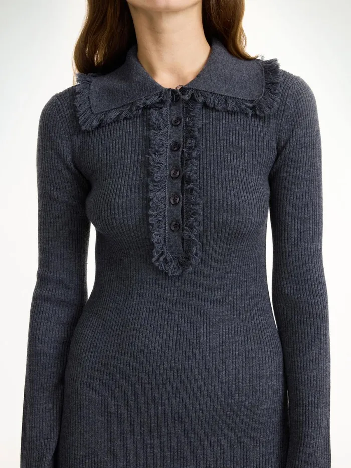 Dresses Women By Malene Birger Tonai Merino Wool Dress Jet Grey
