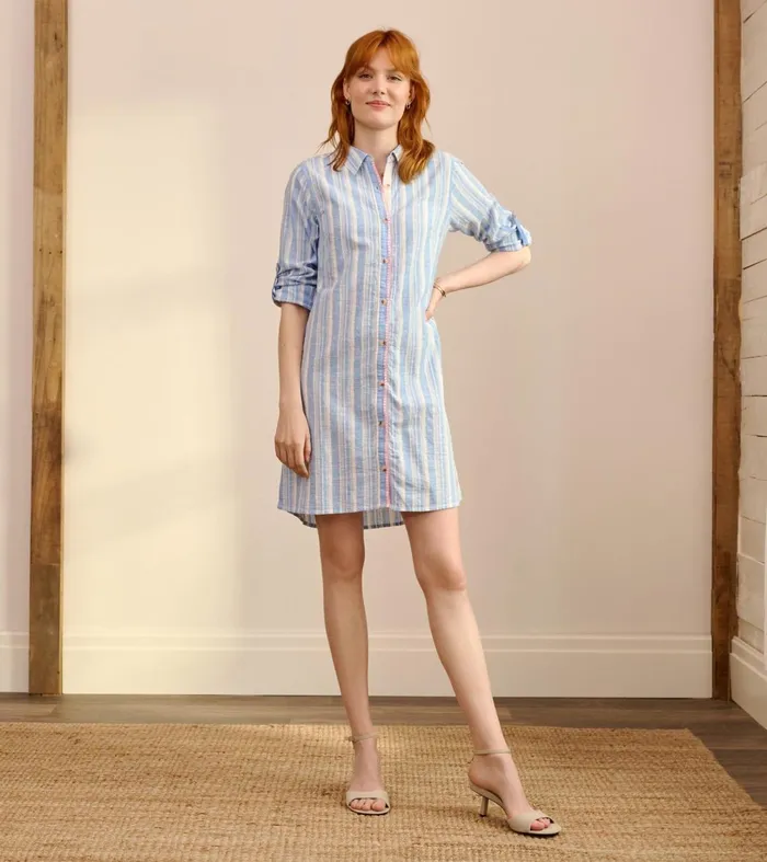 Dresses Women Hatley Cara Shirt Dress 8211 Light Blue Stripes