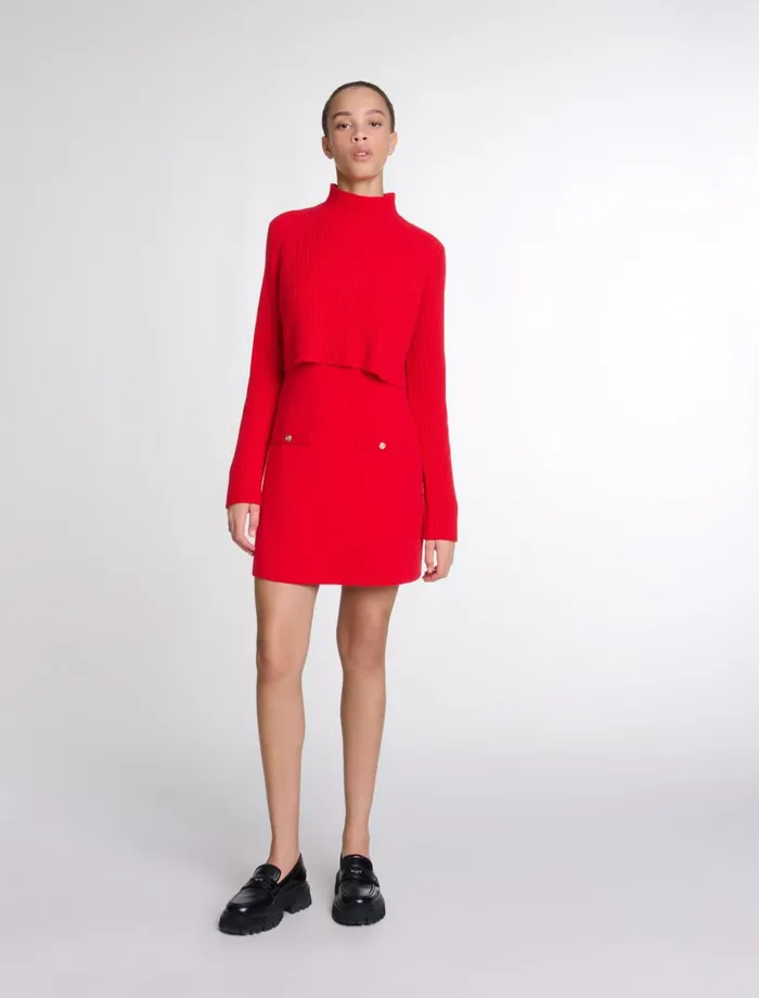 Dresses Women Maje Knit 2In1 Short Dress Red
