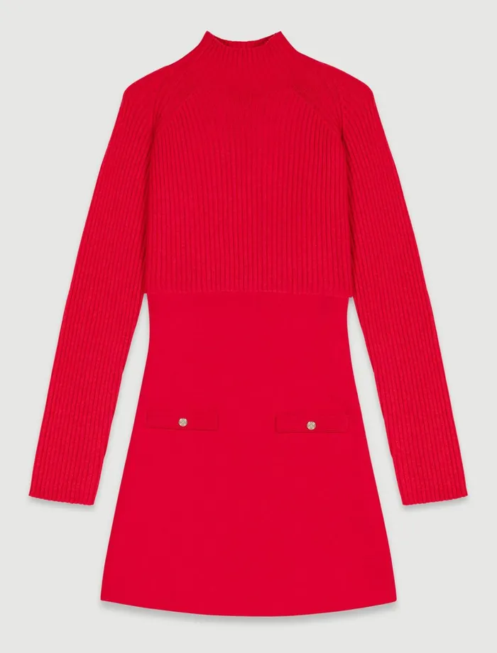 Dresses Women Maje Knit 2In1 Short Dress Red