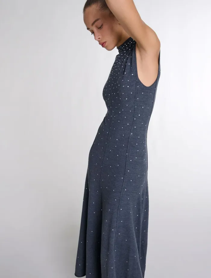 Dresses Women Maje Knit Maxi Dress With Rhinestones Grey