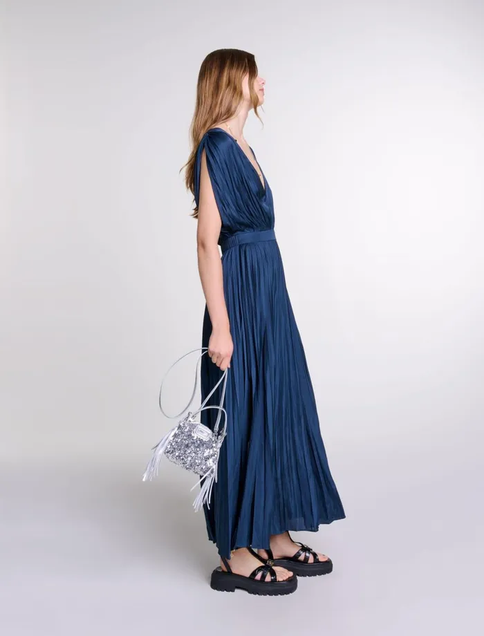 Dresses Women Maje Pleated Maxi Dress Navy