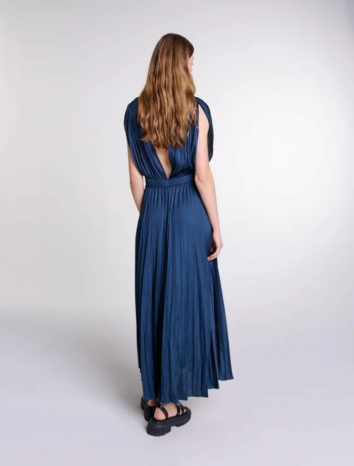 Dresses Women Maje Pleated Maxi Dress Navy