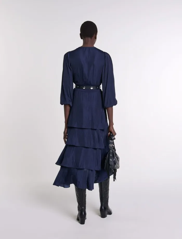 Dresses Women Maje Ruffled Maxi Dress Navy