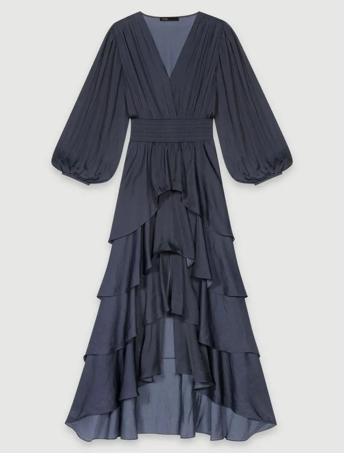 Dresses Women Maje Ruffled Maxi Dress Navy