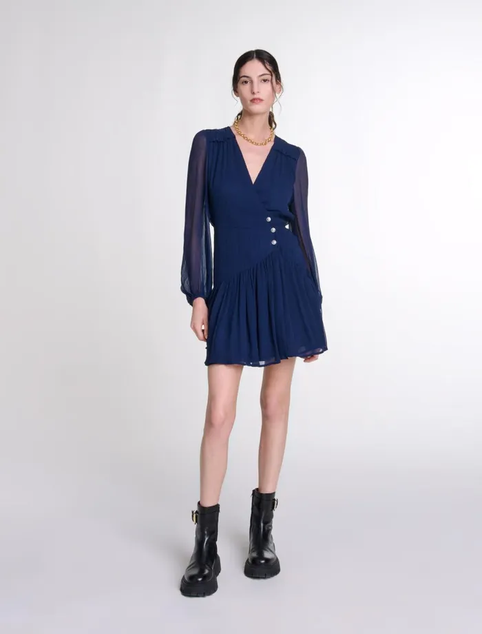 Dresses Women Maje Short Ruffled Dress Navy