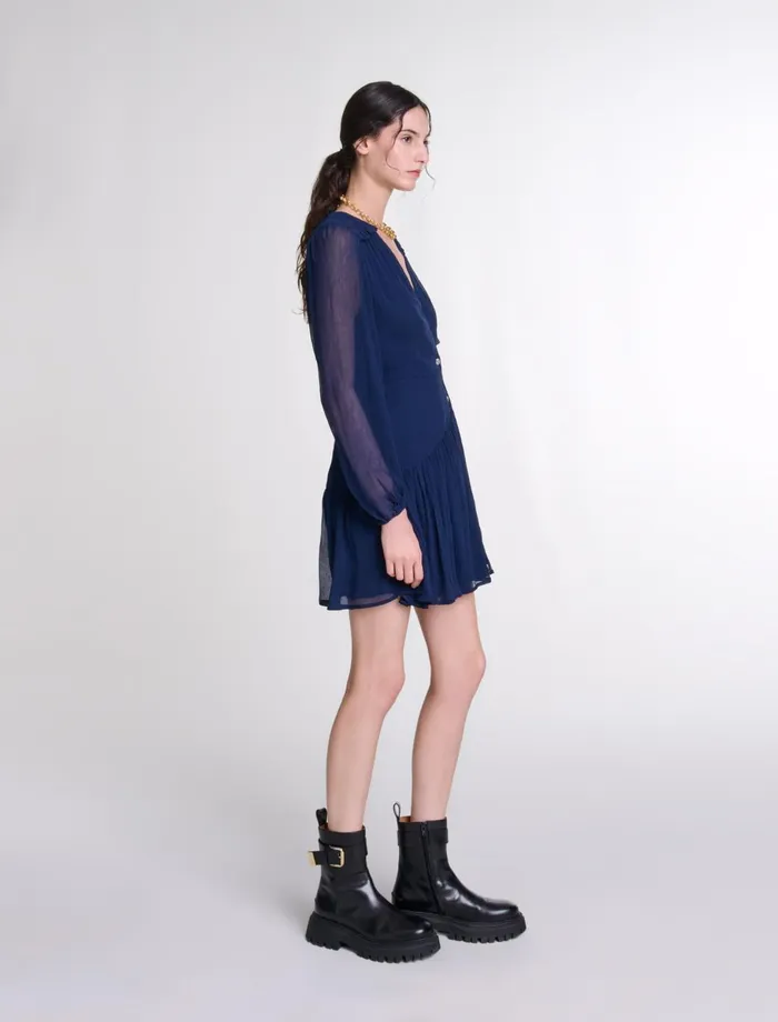 Dresses Women Maje Short Ruffled Dress Navy