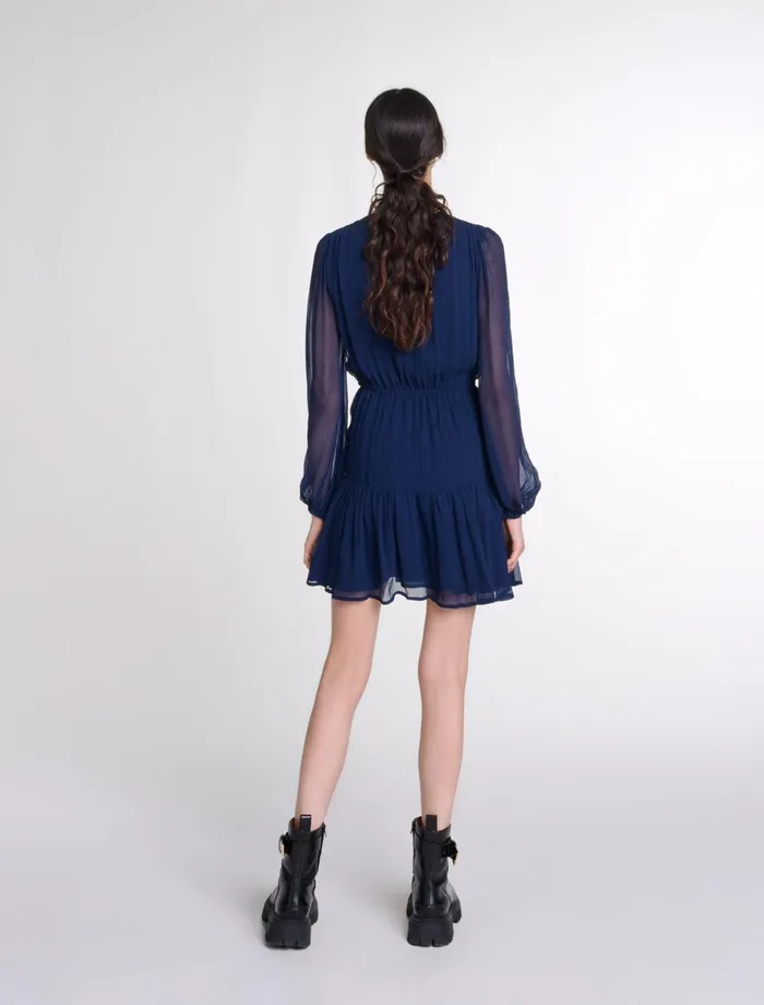 Dresses Women Maje Short Ruffled Dress Navy