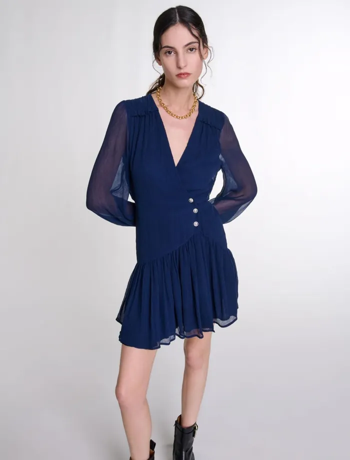 Dresses Women Maje Short Ruffled Dress Navy