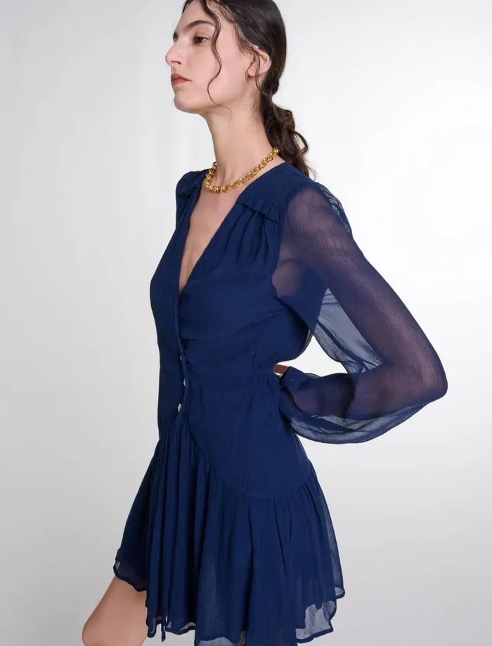 Dresses Women Maje Short Ruffled Dress Navy
