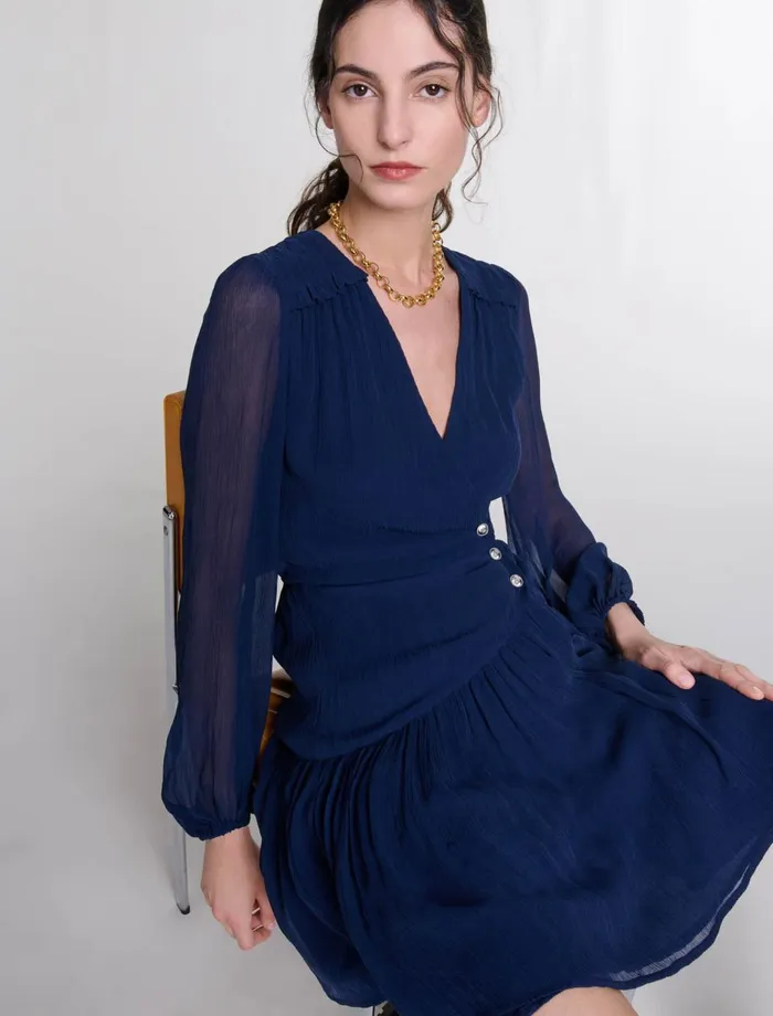 Dresses Women Maje Short Ruffled Dress Navy