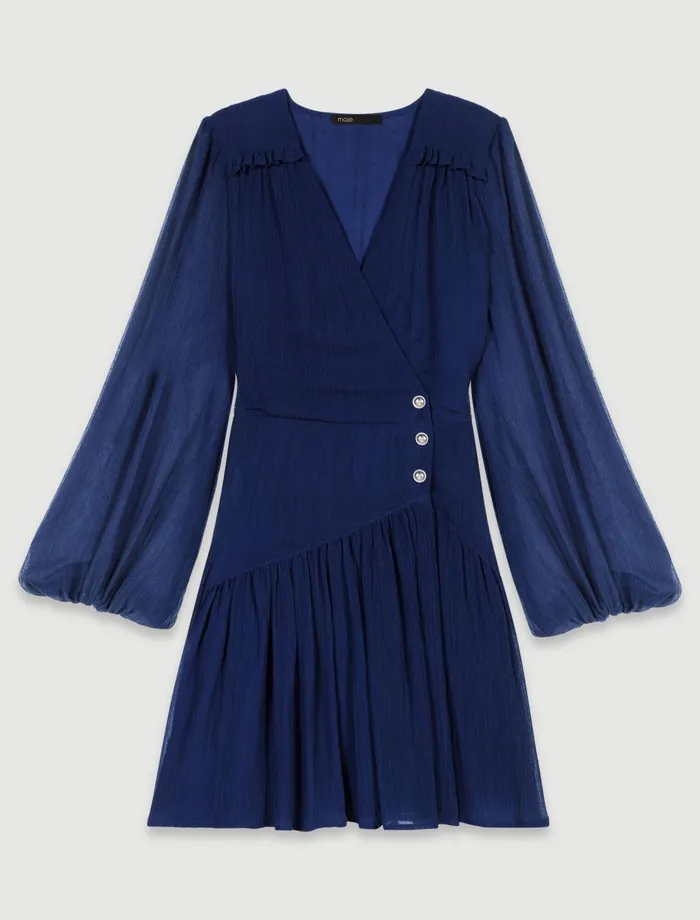 Dresses Women Maje Short Ruffled Dress Navy