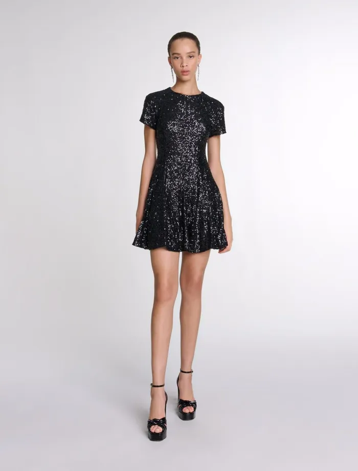 Dresses Women Maje Short Sequin Dress Black