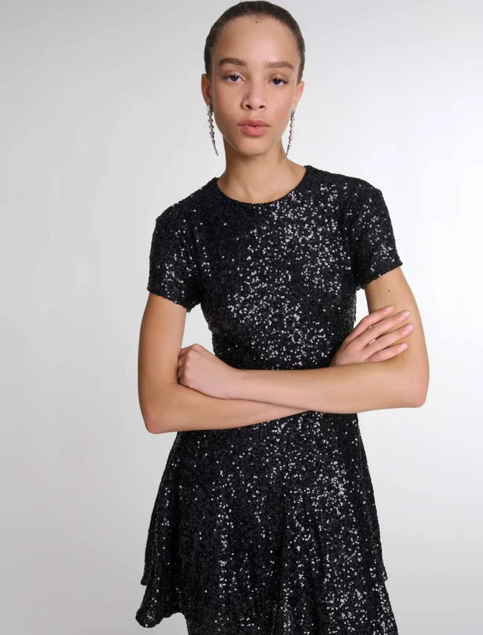 Dresses Women Maje Short Sequin Dress Black