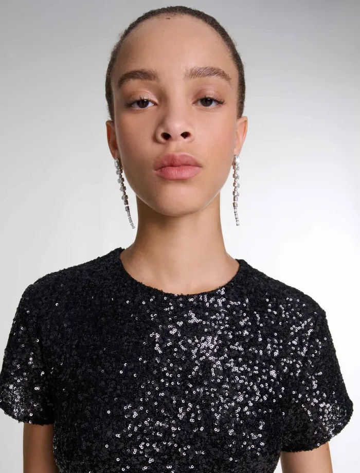 Dresses Women Maje Short Sequin Dress Black
