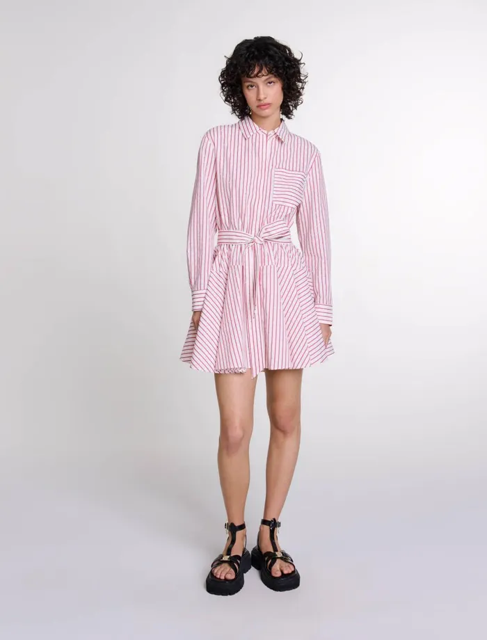 Dresses Women Maje Striped Rhinestone Short Dress Red Rhinestone Stripe