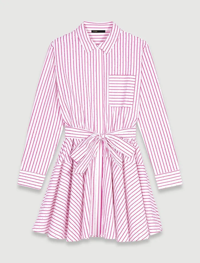 Dresses Women Maje Striped Rhinestone Short Dress Red Rhinestone Stripe