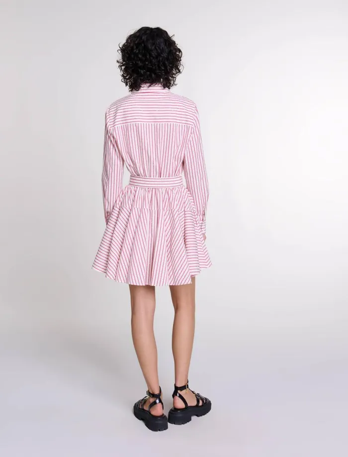 Dresses Women Maje Striped Rhinestone Short Dress Red Rhinestone Stripe