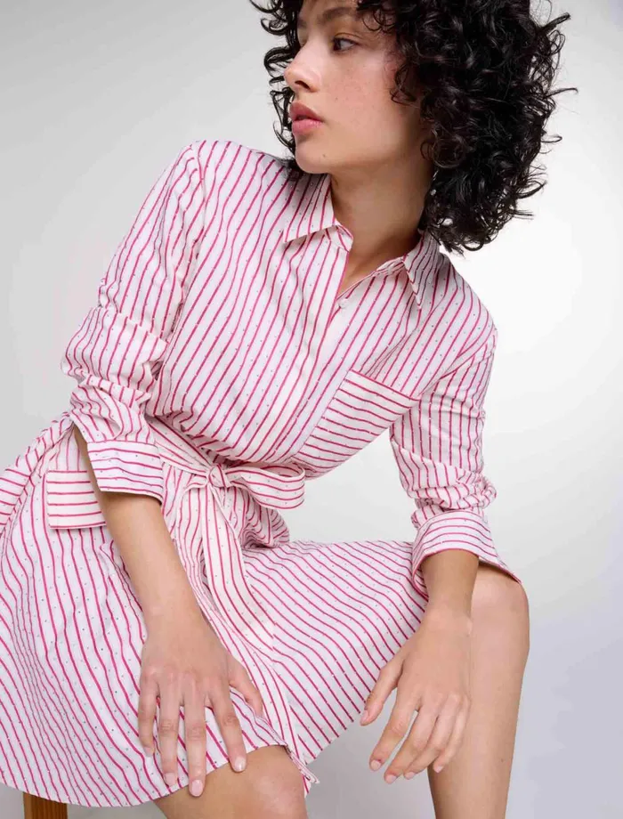 Dresses Women Maje Striped Rhinestone Short Dress Red Rhinestone Stripe