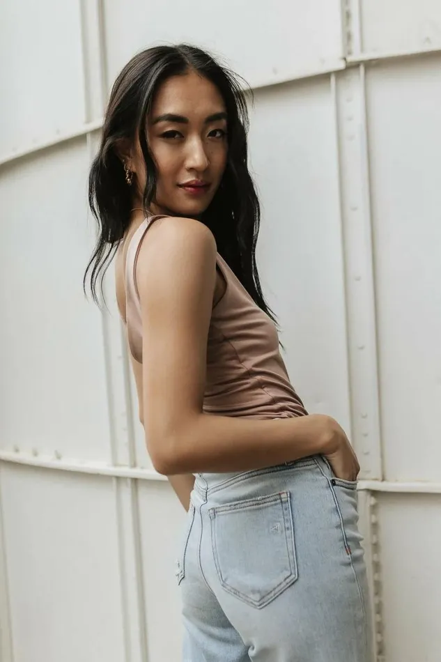 Dylan VNeck Bodysuit In Mauve Mauve Women Bohme Tops