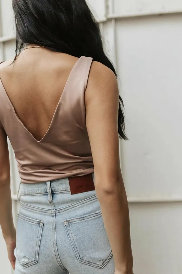 Dylan VNeck Bodysuit In Mauve Mauve Women Bohme Tops