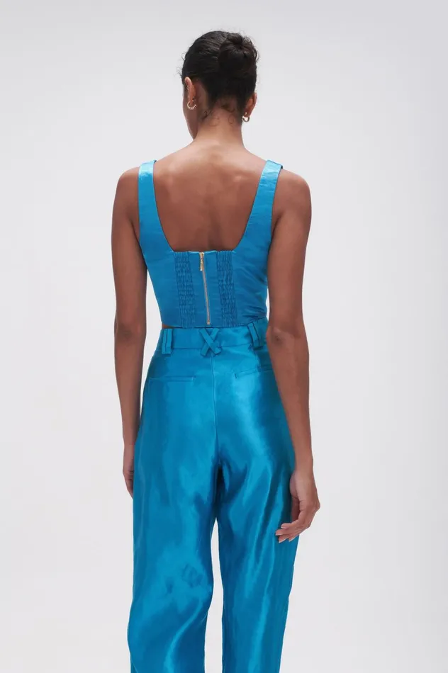 Elation Pleated Bralette Azure Blue Women Aje Tops