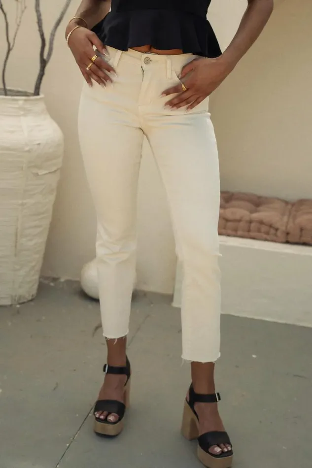 Eloise Straight Leg Jeans Cream Women Bohme Denim