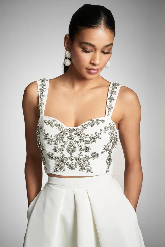 Engagement Party Women Sachin and Babi Embellished Darcy Top 8211 Ivory
