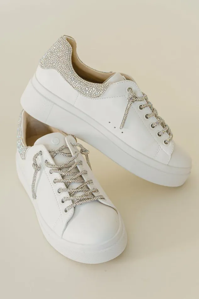 Evalia Rhinestone Sneakers In White White Women Bohme Shoes