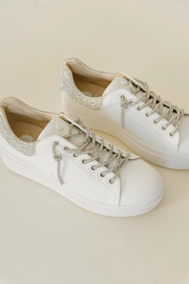 Evalia Rhinestone Sneakers In White White Women Bohme Shoes