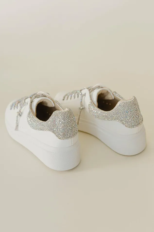 Evalia Rhinestone Sneakers In White White Women Bohme Shoes