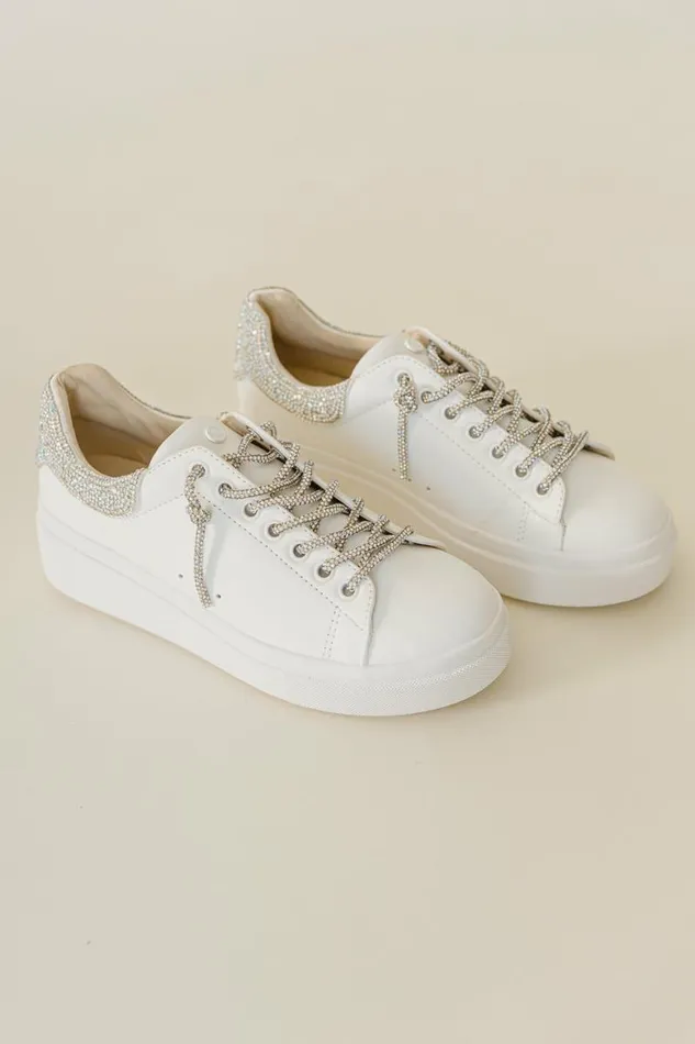 Evalia Rhinestone Sneakers In White White Women Bohme Shoes