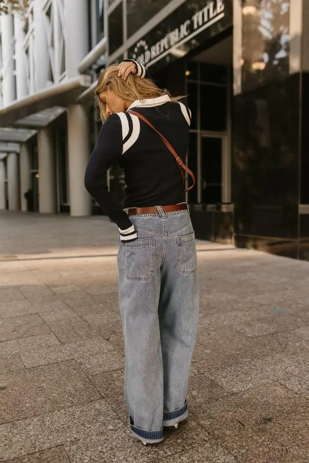 Evan Waffle Knit Top In Navy Navy Women Bohme Tops