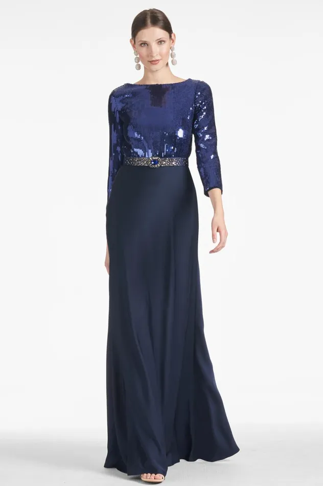 Evening Women Sachin and Babi Christabel Gown 8211 SapphireMidnight