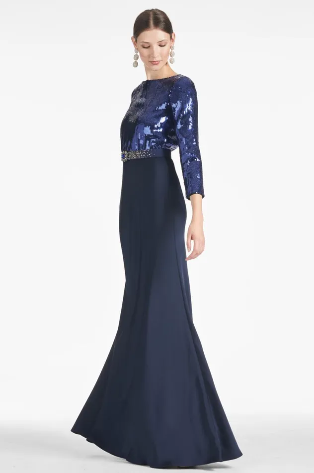 Evening Women Sachin and Babi Christabel Gown 8211 SapphireMidnight