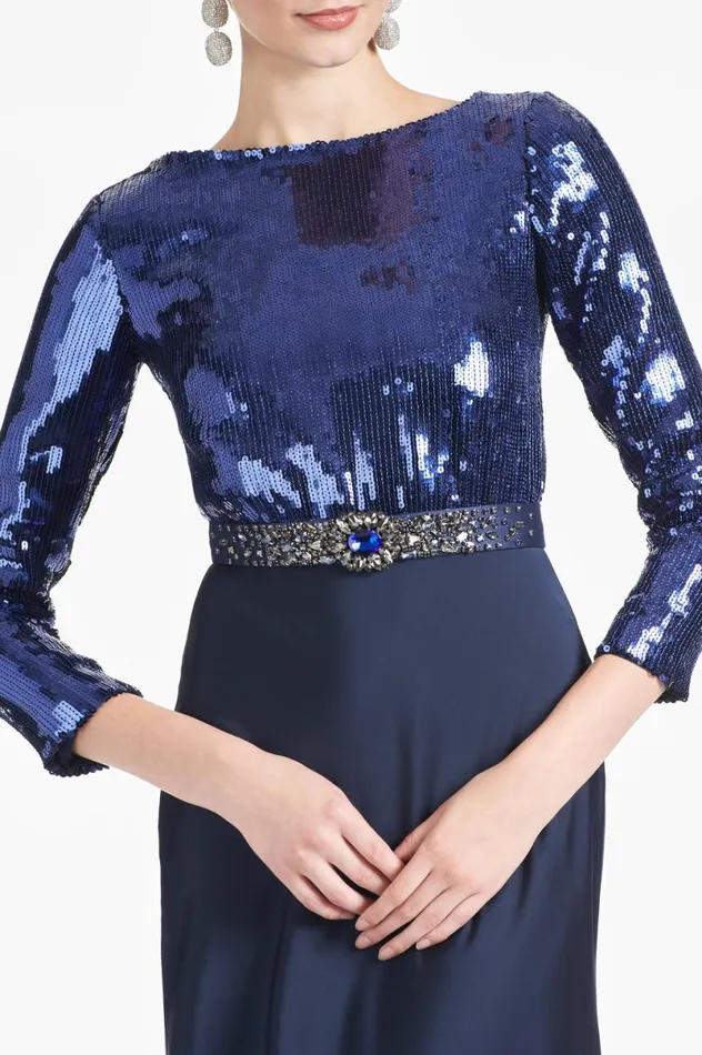 Evening Women Sachin and Babi Christabel Gown 8211 SapphireMidnight