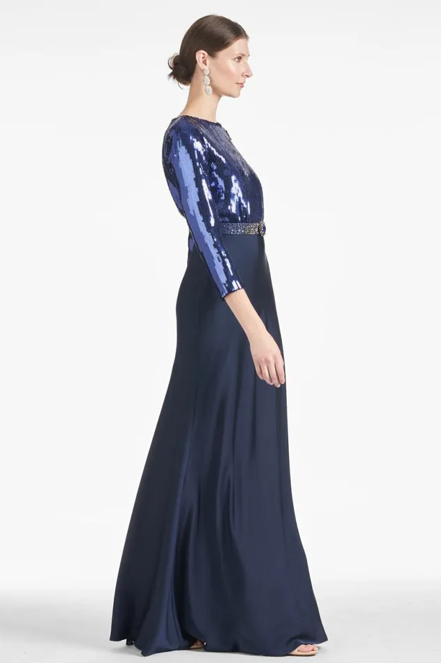Evening Women Sachin and Babi Christabel Gown 8211 SapphireMidnight