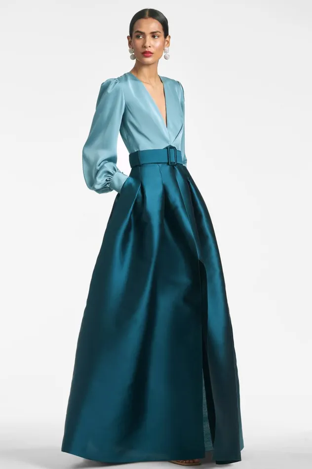 Evening Women Sachin and Babi Zoe Gown 8211 SeaglassDeep Teal