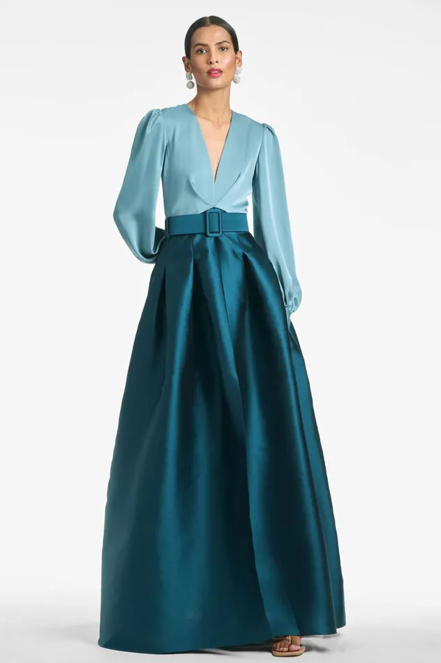 Evening Women Sachin and Babi Zoe Gown 8211 SeaglassDeep Teal