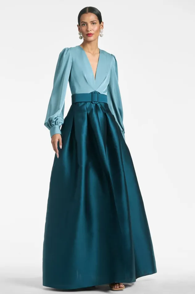 Evening Women Sachin and Babi Zoe Gown 8211 SeaglassDeep Teal