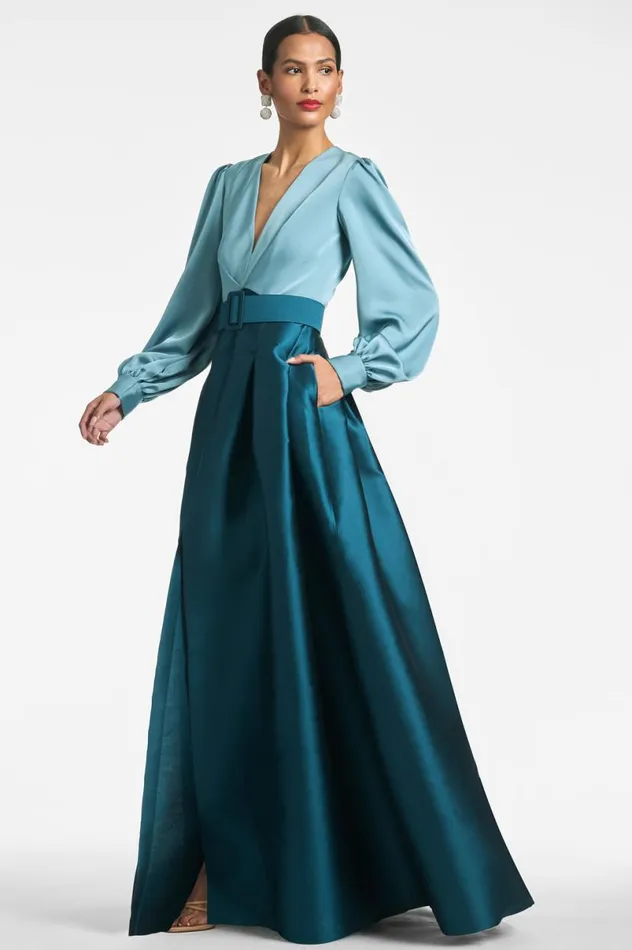 Evening Women Sachin and Babi Zoe Gown 8211 SeaglassDeep Teal