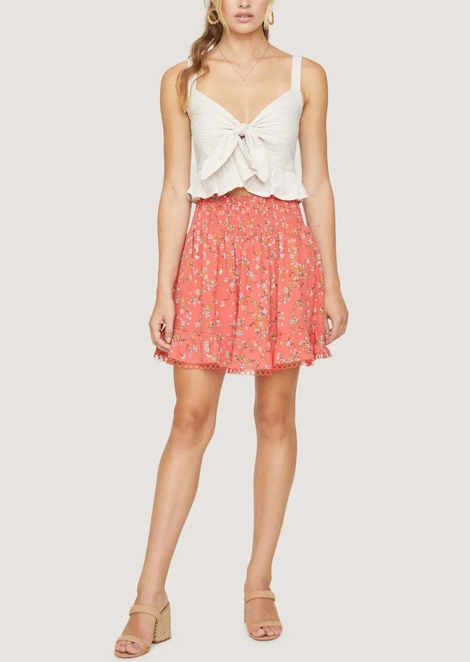 Everyday Adventures Mini Skirt Redorangecoralfloral Women Lost Wander Skirts