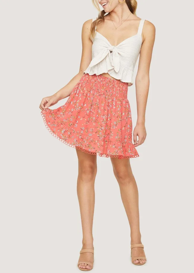 Everyday Adventures Mini Skirt Redorangecoralfloral Women Lost Wander Skirts