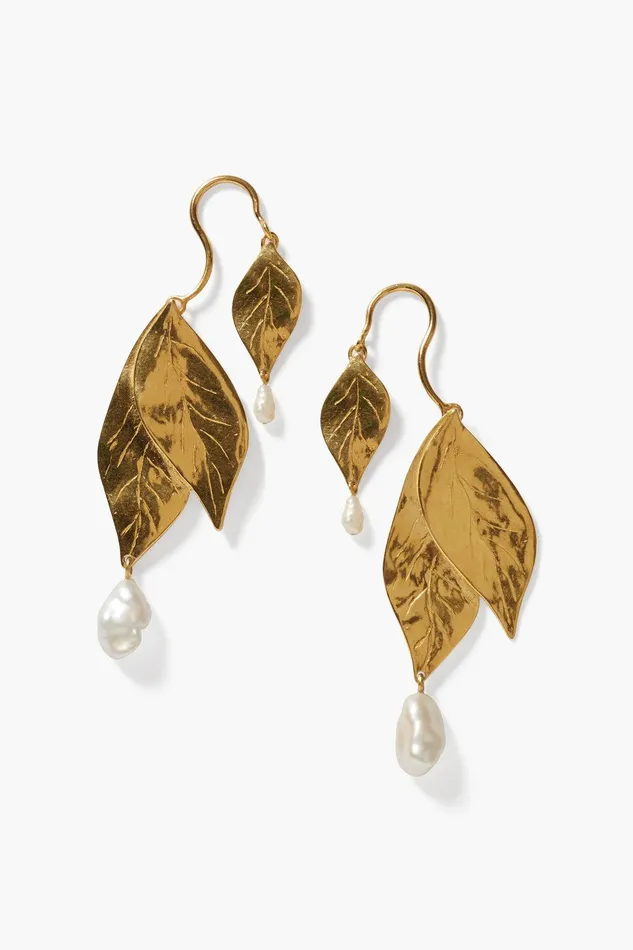 Falling Leaf Earrings White Pearl Women Chan Luu Earrings