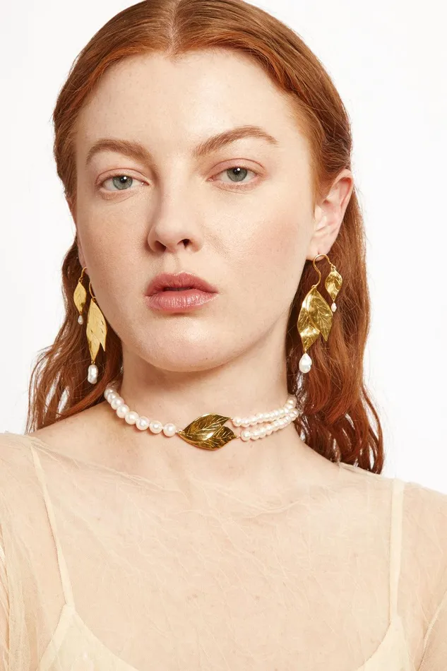 Falling Leaf Earrings White Pearl Women Chan Luu Earrings