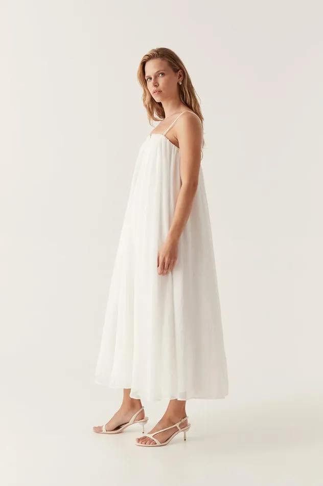 Filigree Sweetheart Midi Dress Ivory Women Aje White Dresses