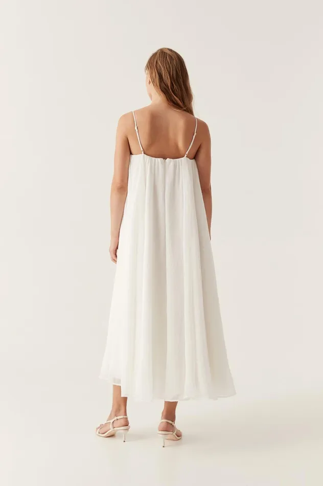 Filigree Sweetheart Midi Dress Ivory Women Aje White Dresses
