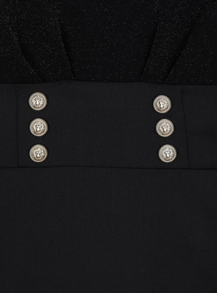 Fitted Dress With Buttons Black Kids Balmain