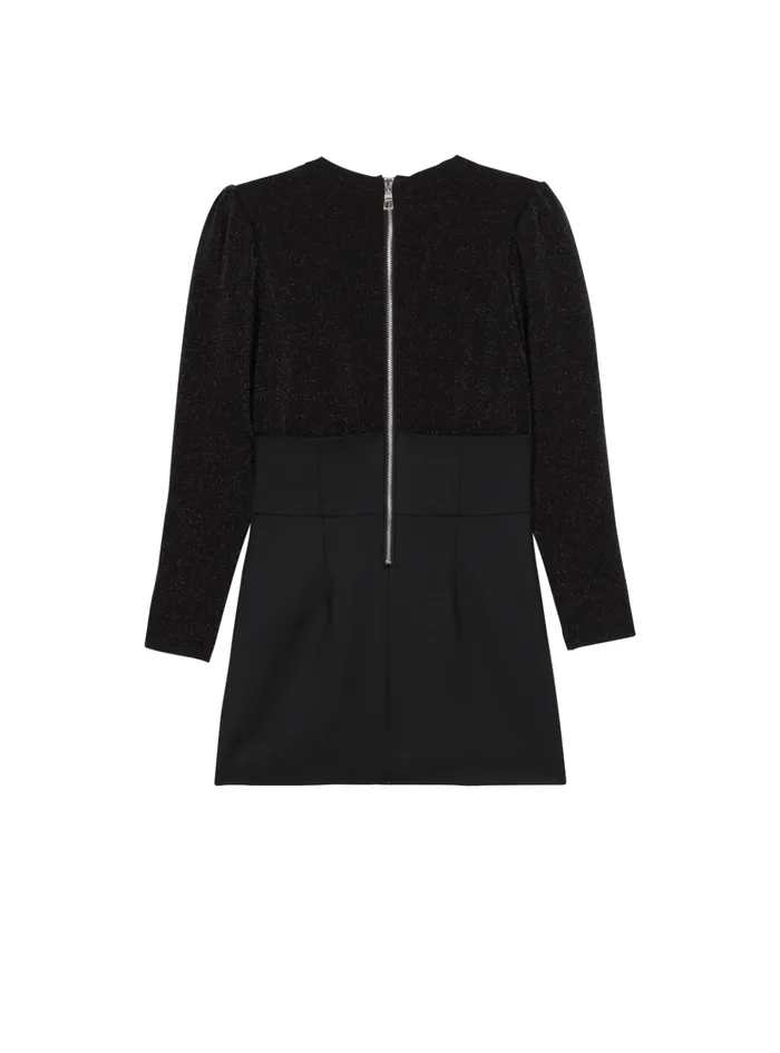 Fitted Dress With Buttons Black Kids Balmain