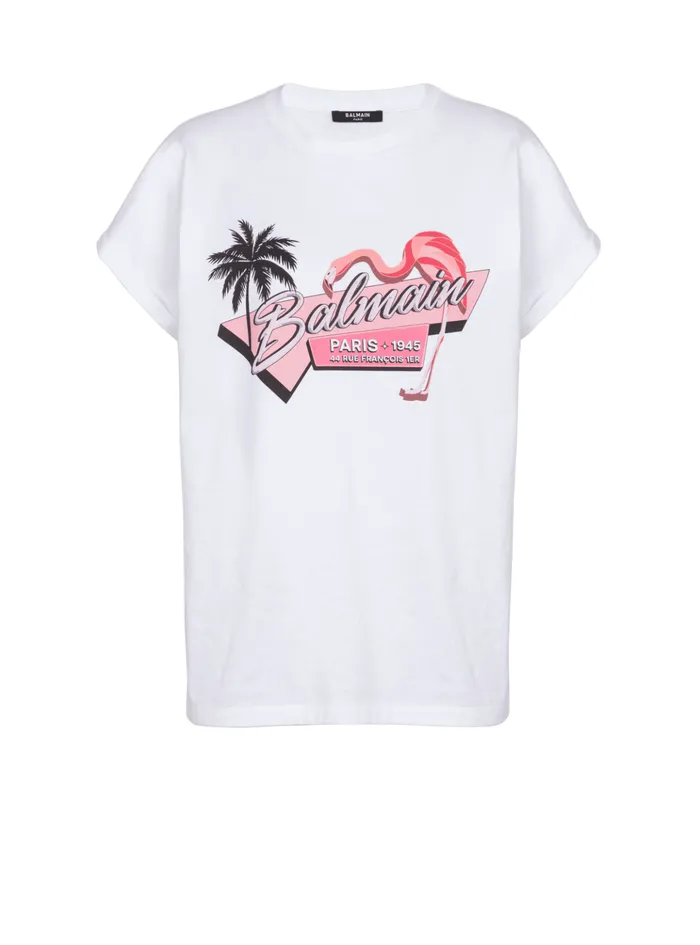 Flamingo Tshirt White Women Balmain TShirts